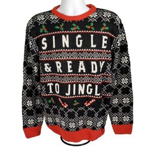 Ugly Christmas Sweater Single & Ready To Jingle Adult L‎ Holiday NWT